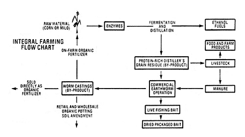 
This flow chart demonstrates how the waste or byproducts from one process become resource inputs for another.
